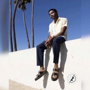 Dr. Martens MYLES BRANDO LEATHER BUCKLE SLIDE SANDALS Size 10